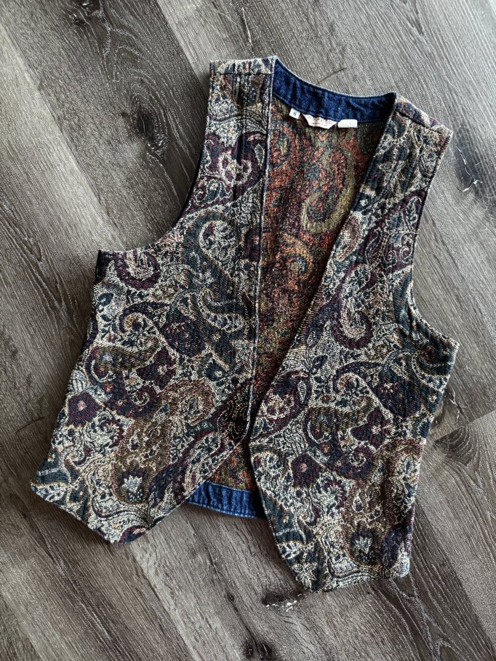 Vintage 90s Got You Covered Woven Tapestry Paisley Vest - Picture 3 of 13